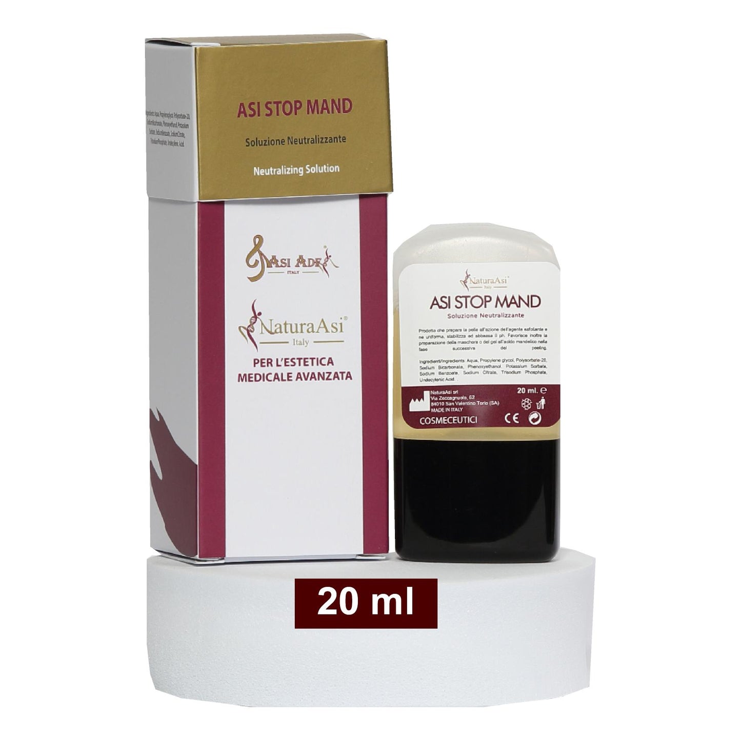 ASI STOP MAND | NaturaAsi™ ml 100 Soluzione Neutralizzante e riequilibrare il pH Prodotto in grado di neutralizzare e riequilibrare il pH della pelle, dopo l’applicazione del peeling