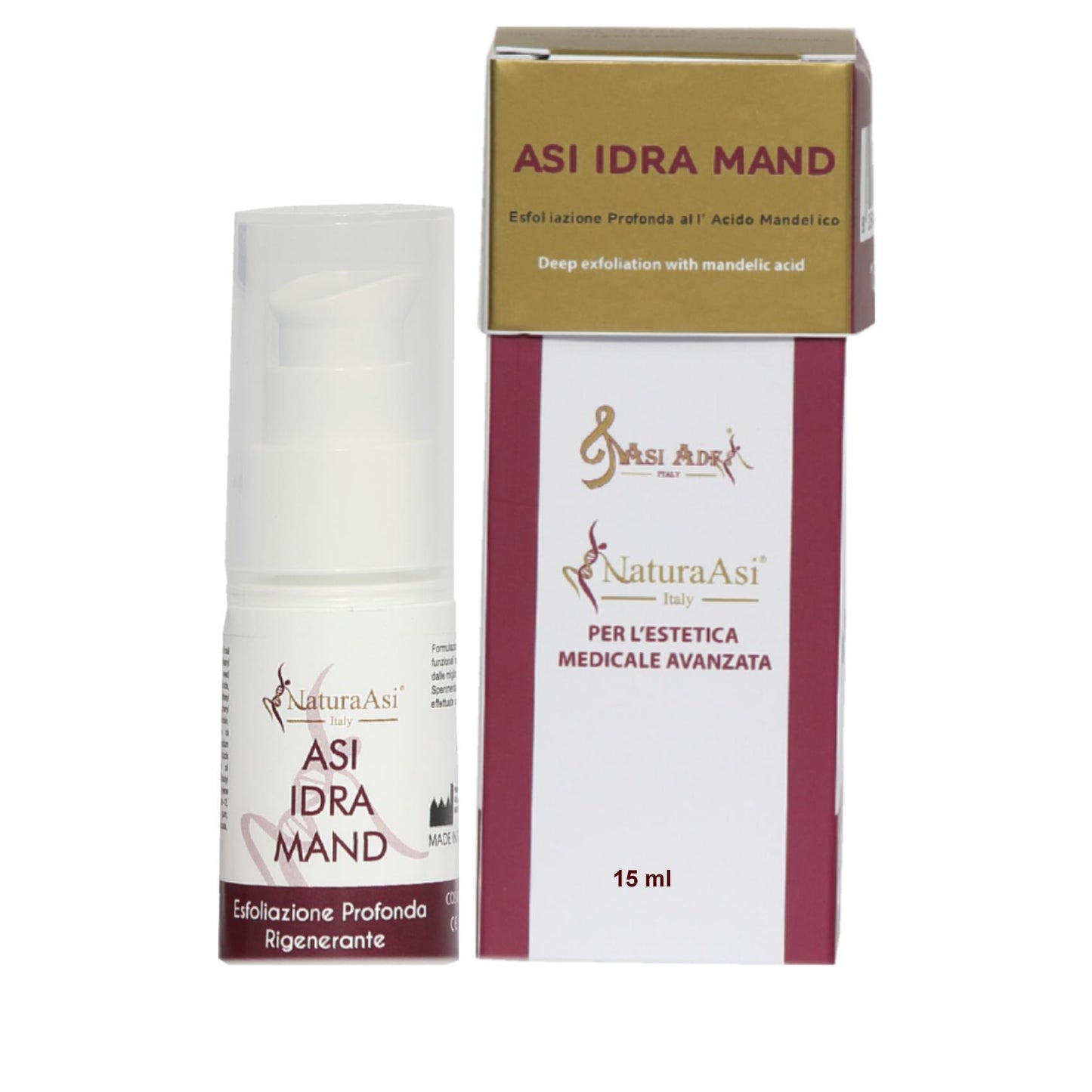 ASI IDRA MAND | NaturaAsi™ ml 50 ESFOLIANTE, DEPIGMENTANTE, RIEPITELIZZANTE, CICATRIZZANTE, ANTI-BATTERICA Permette una continua esfoliazione. Svolge un’azione sebo-statica, idratante e lenitiva. Leviga la pelle ed attenua i segni d’espressione.