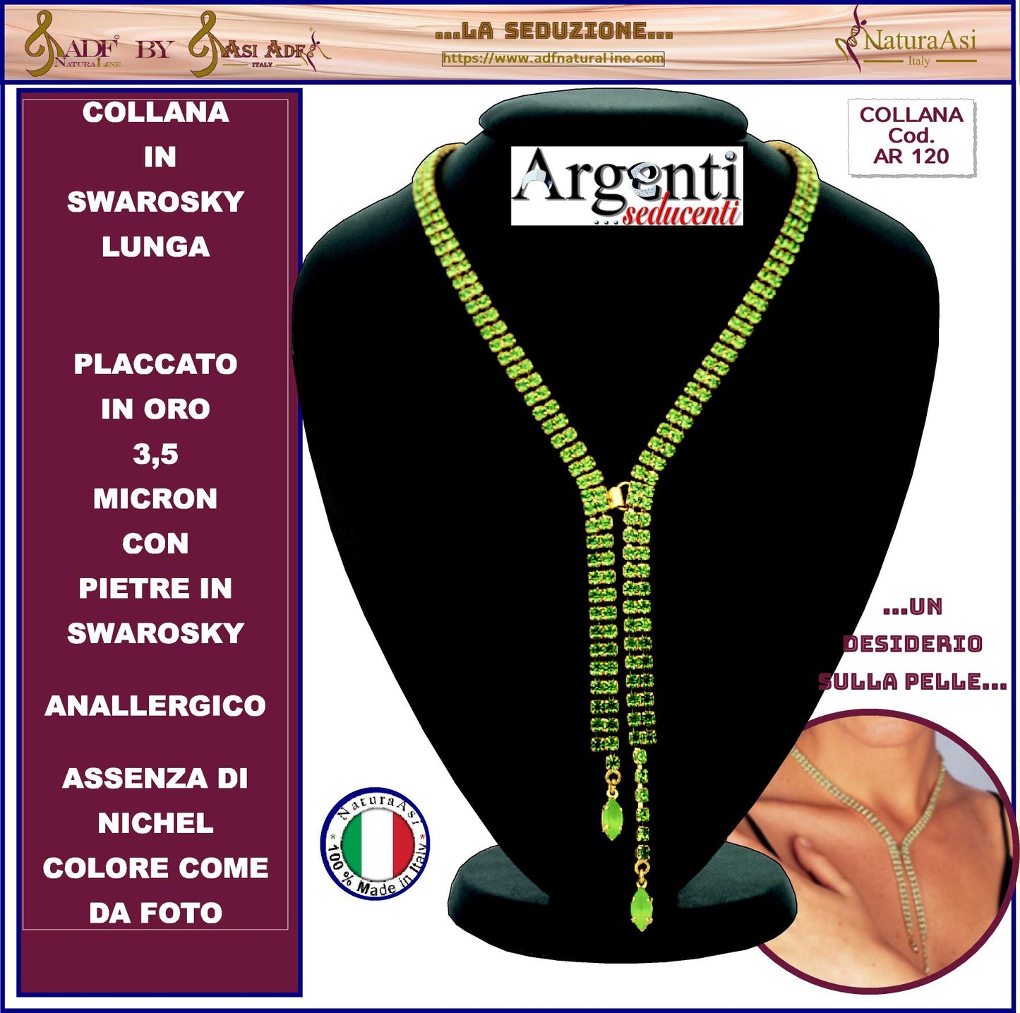SWAROVSKI Parure Collana Orecchini Anello Adattabile Anallergico Nichel Free