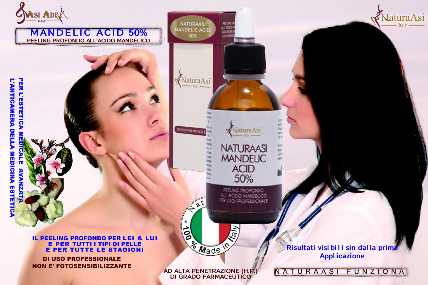 ASI MANDELIC ACID 50% | NaturaAsi™ PEELING PROFONDO - Pelle Acneiche, Melasma, Anti-Aging, Cloasma, Macchie, Lentiggini, Rosacea. -Rugosità, Photo-Aging.