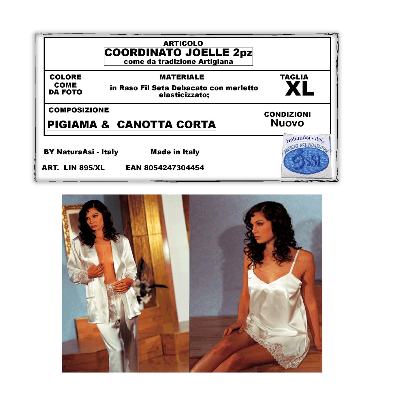 JOELLE COMPLETO PIGIAMA E CANOTTA CORTA RASO FIL SETA DEBACATO