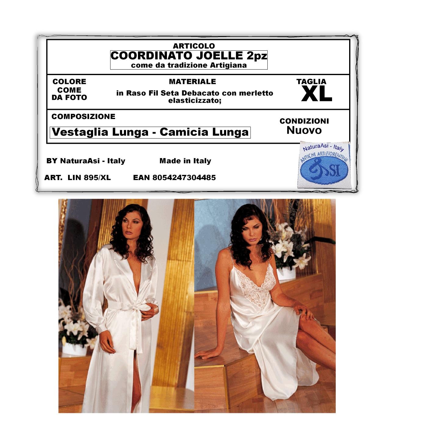 JOELLE COMPLETO VESTAGLIA E CANOTTA LUNGA RASO FIL SETA DEBACATO