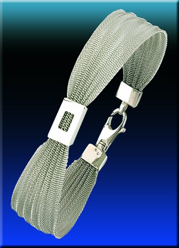 AR BRACCIALE A RETE CON LAVORAZIONE LASER IN ARGENTO RODIATO 925/1000 ANALLERGICO NICHEL FREE