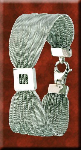 AR BRACCIALE A RETE CON LAVORAZIONE LASER IN ARGENTO RODIATO 925/1000 ANALLERGICO NICHEL FREE