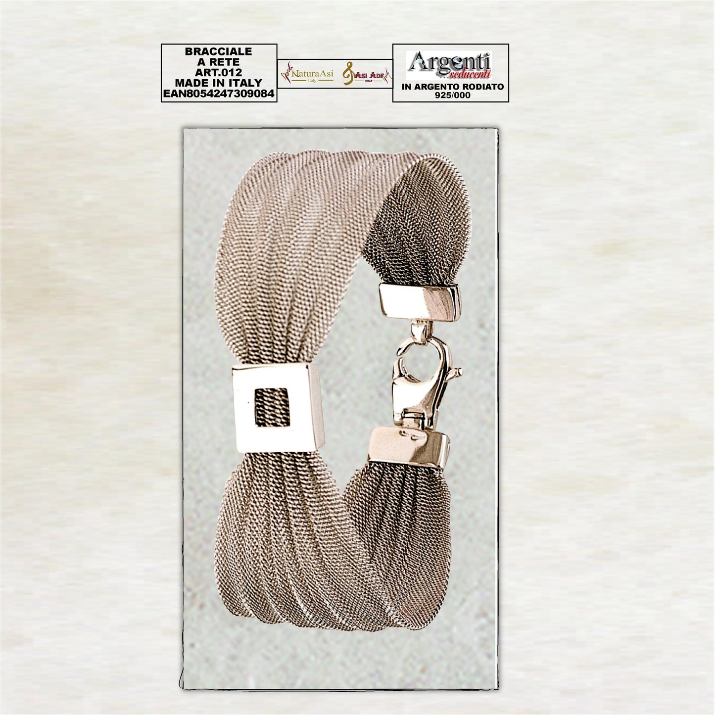 AR BRACCIALE A RETE CON LAVORAZIONE LASER IN ARGENTO RODIATO 925/1000 ANALLERGICO NICHEL FREE