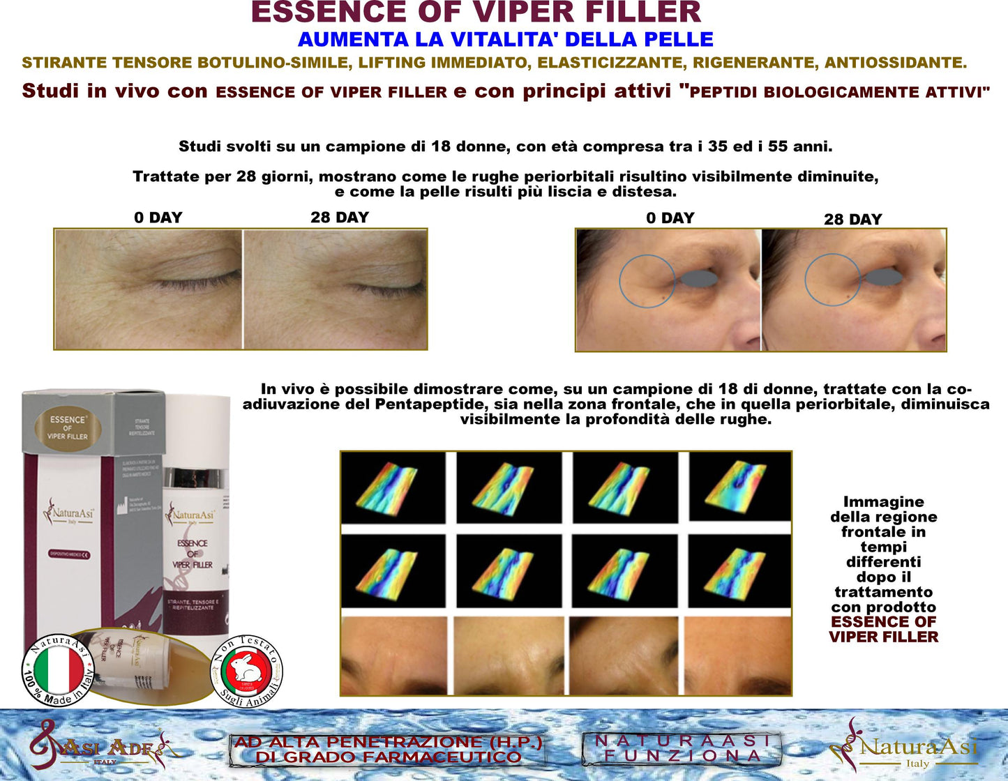 ESSENCE OF VIPER FILLER RIEPITELIZZANTE stirante effetto tensore contrasta stimola tonifica compatta.