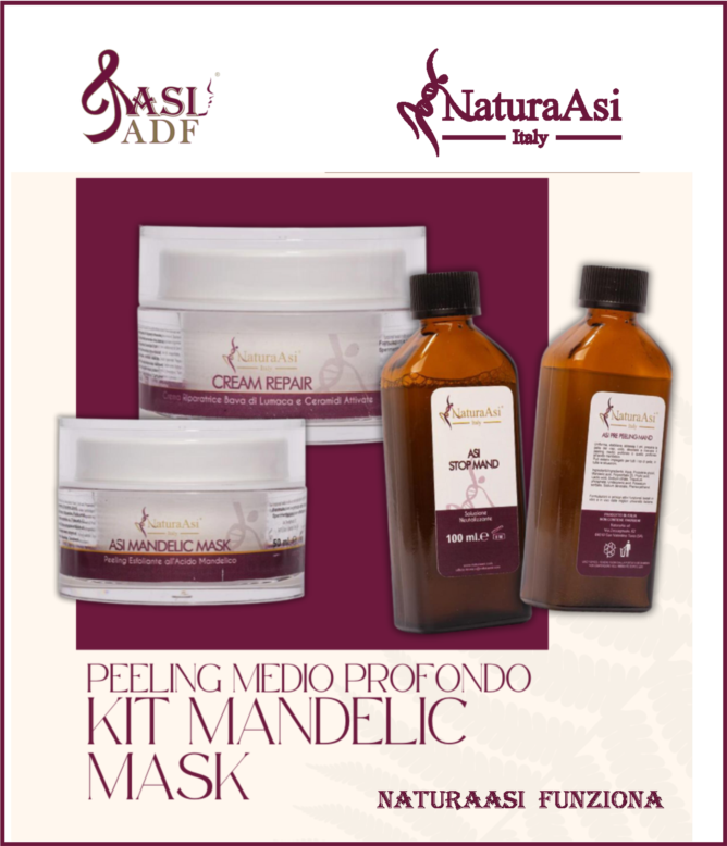 ASI KIT MANDELIC MASK NaturaAsi™ ml 300 o 70 ml PEELING MEDIO PROFONDO Pelle Acneiche, Melasma, Anti-Aging, Cloasma, Lentiggini, Rosacea. - Rugosità, Photo-Aging è un peeling chimico, attivo nella riparazione e riattivazione della pelle;