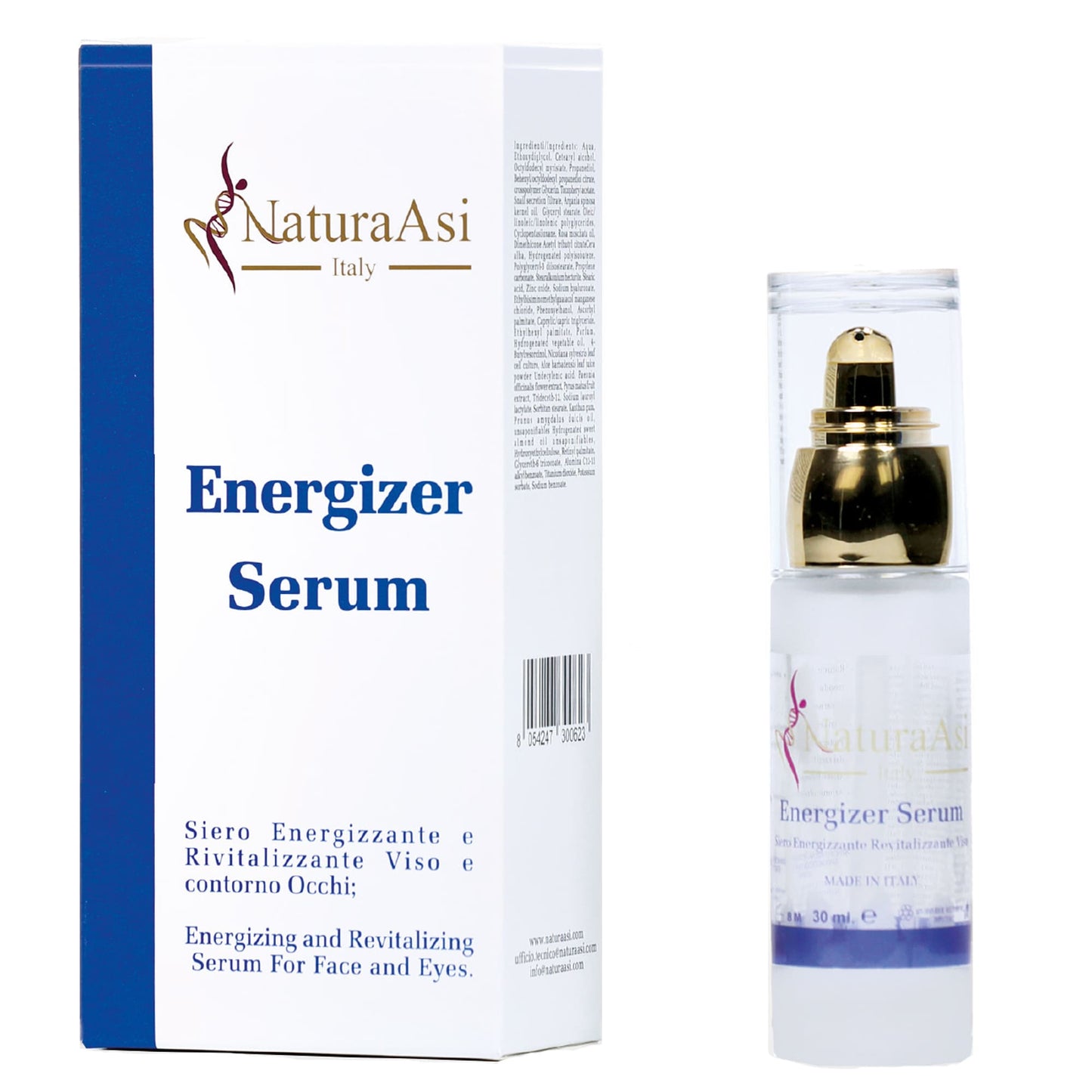ENERGIZER SERUM | NaturaAsi™ 30ml rivitalizza, energizza e dona longevità alle cellule epidermiche Rigenera la pelle del collo, viso, decolté; -Migliora il tono, l’idratazione e l’elasticità cutanea;-indicata per proteggere la pelle dai raggi UVA e UVB.