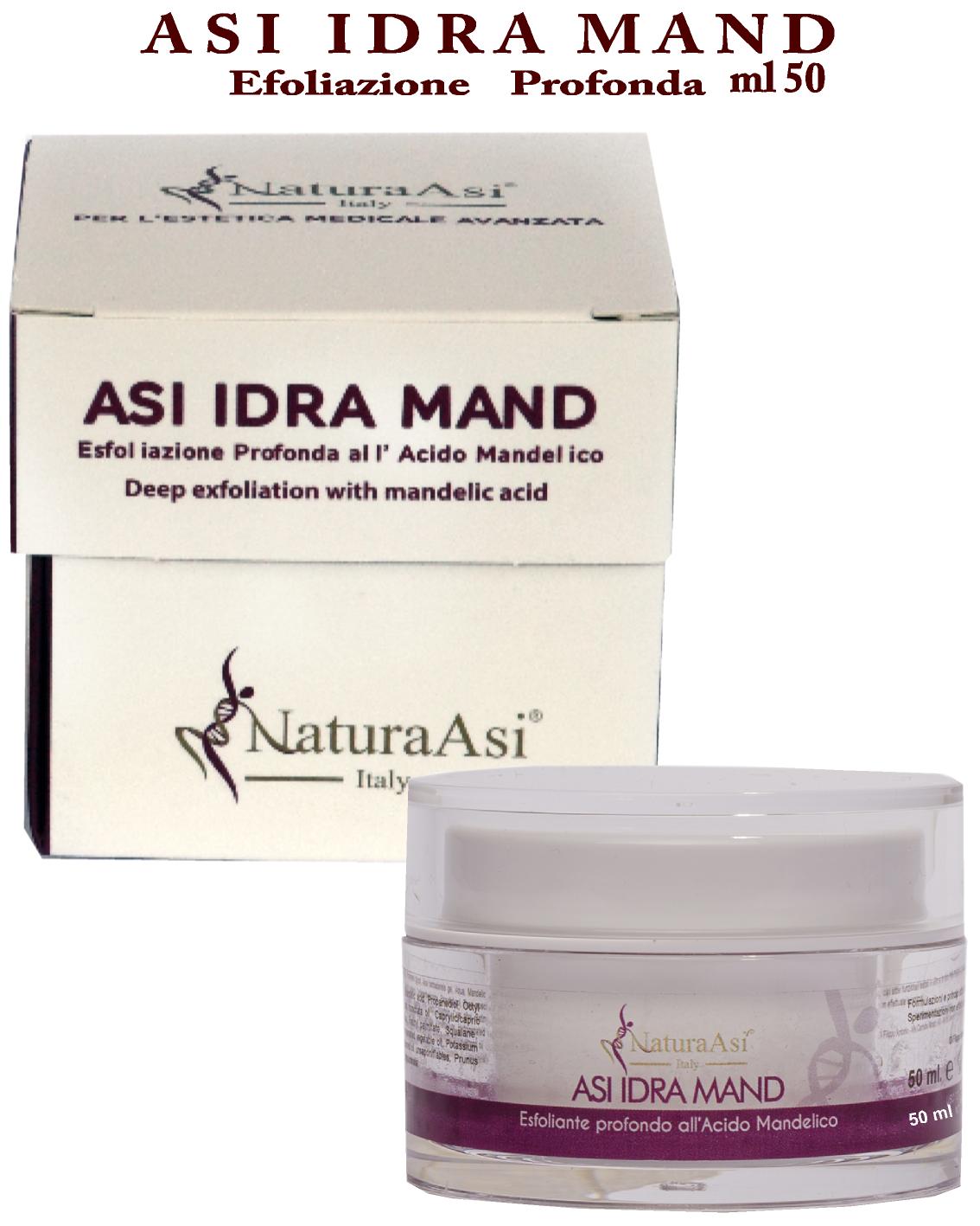 ASI IDRA MAND ml 50 & ml 15 | NaturaAsi™ ESFOLIANTE, DEPIGMENTANTE, RIEPITELIZZANTE, CICATRIZZANTE, ANTI-BATTERICA Permette una continua esfoliazione. Svolge un’azione sebo-statica, idratante e lenitiva. Leviga la pelle ed attenua i segni d’espressione.