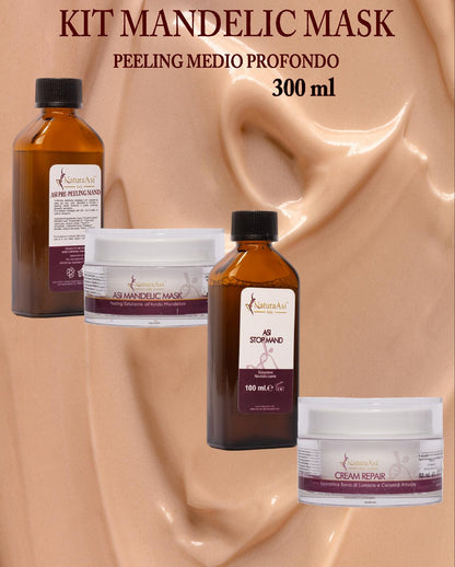 ASI KIT MANDELIC MASK NaturaAsi™ ml 300 o 70 ml PEELING MEDIO PROFONDO  Pelle Acneiche, Melasma, Anti-Aging, Cloasma, Lentiggini, Rosacea. - Rugosità, Photo-Aging;