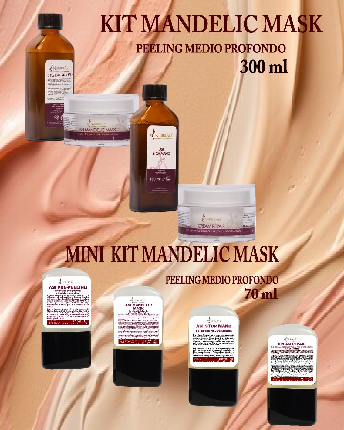 ASI KIT MANDELIC MASK NaturaAsi™ ml 300 o 70 ml PEELING MEDIO PROFONDO  Pelle Acneiche, Melasma, Anti-Aging, Cloasma, Lentiggini, Rosacea. - Rugosità, Photo-Aging;