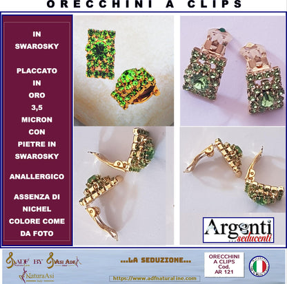SWAROVSKI Orecchini Placcati Oro Giallo SWAROVSKI ORIGINALI Argento Gioielli Clip