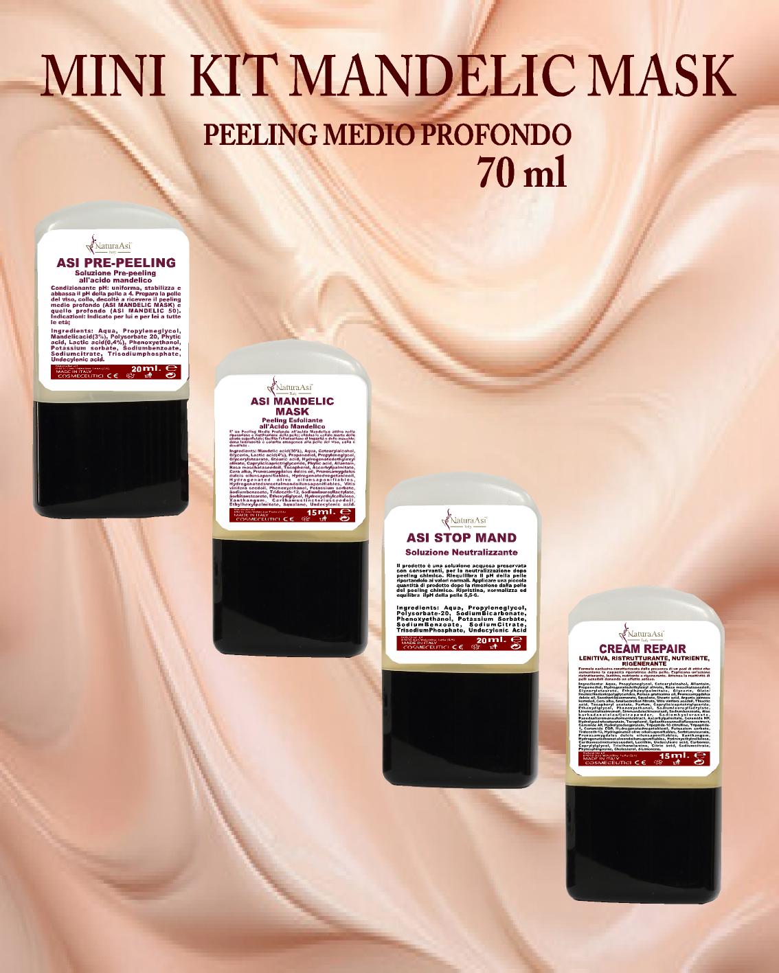 ASI KIT MANDELIC MASK NaturaAsi™ ml 300 o 70 ml PEELING MEDIO PROFONDO  Pelle Acneiche, Melasma, Anti-Aging, Cloasma, Lentiggini, Rosacea. - Rugosità, Photo-Aging;