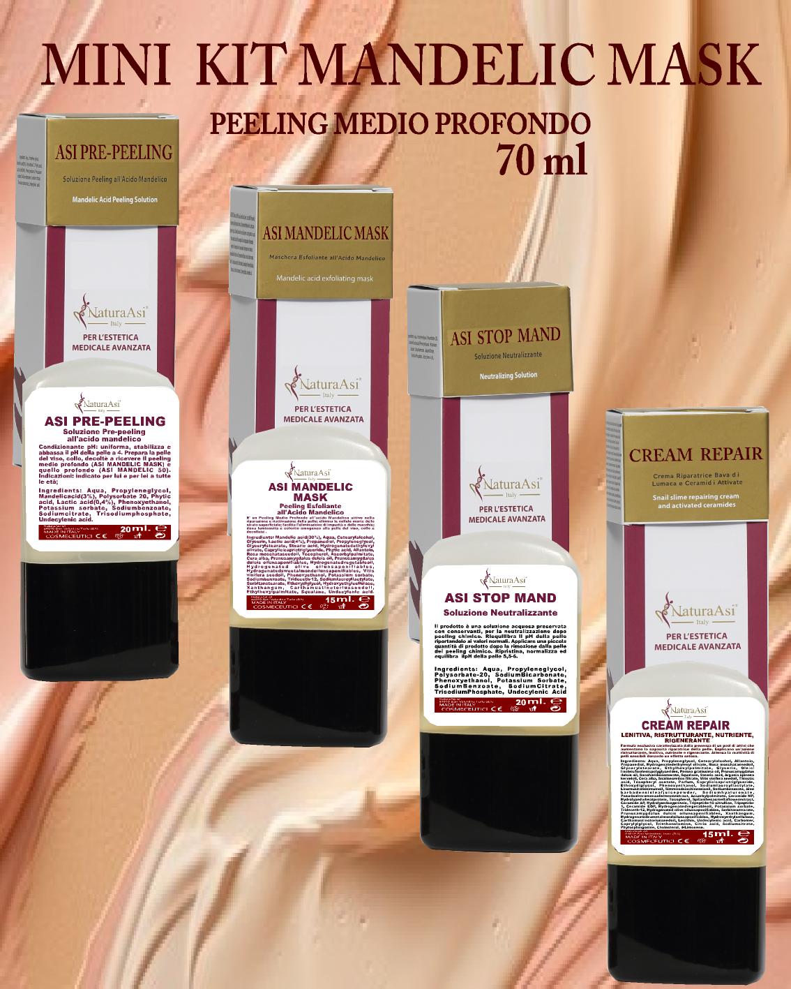 ASI KIT MANDELIC MASK NaturaAsi™ ml 300 o 70 ml PEELING MEDIO PROFONDO  Pelle Acneiche, Melasma, Anti-Aging, Cloasma, Lentiggini, Rosacea. - Rugosità, Photo-Aging;