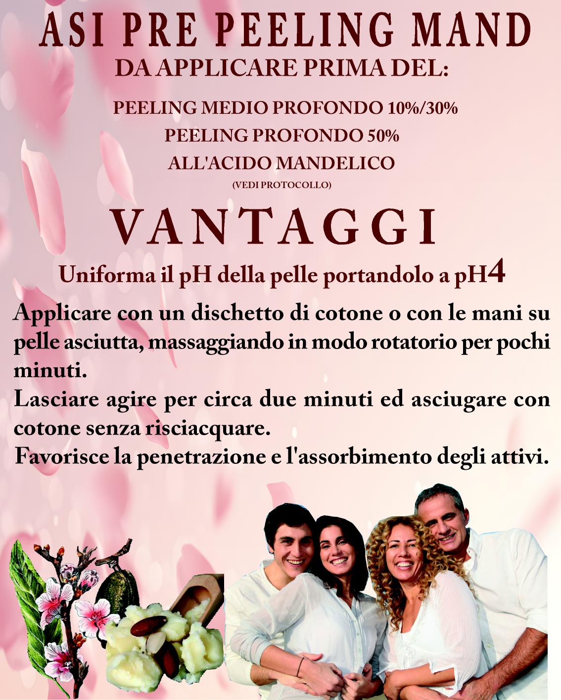 ASI PRE PEELING MAND ml 100 & ml 20 | NaturaAsi™ Soluzione Pre-Peeling all’Acido Mandelico; Favorisce la penetrazione e l'assorbimento degli attivi. Condizionante pH: uniforma, stabilizza e abbassa il pH della pelle.
