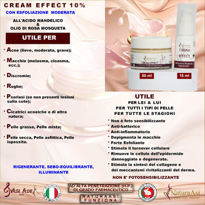 ASI CREAM EFFECT | NaturaAsi™ ml 50 ESFOLIANTE MODERATA, SEBO-EQUILIBRANTE, ILLUMINANTE E RIGENERANTE -Indicato per pelli acneiche, miste o grasse.