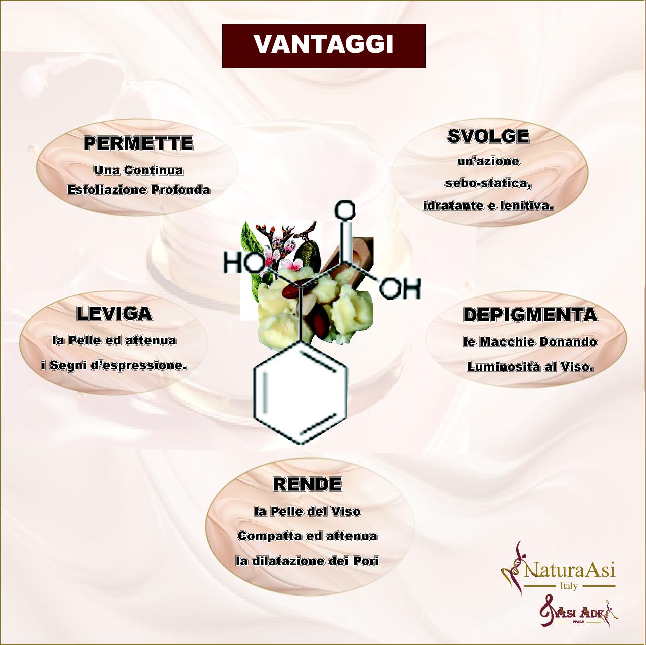 ASI IDRA MAND | NaturaAsi™ ml 50 ESFOLIANTE, DEPIGMENTANTE, RIEPITELIZZANTE, CICATRIZZANTE, ANTI-BATTERICA Permette una continua esfoliazione. Svolge un’azione sebo-statica, idratante e lenitiva. Leviga la pelle ed attenua i segni d’espressione.