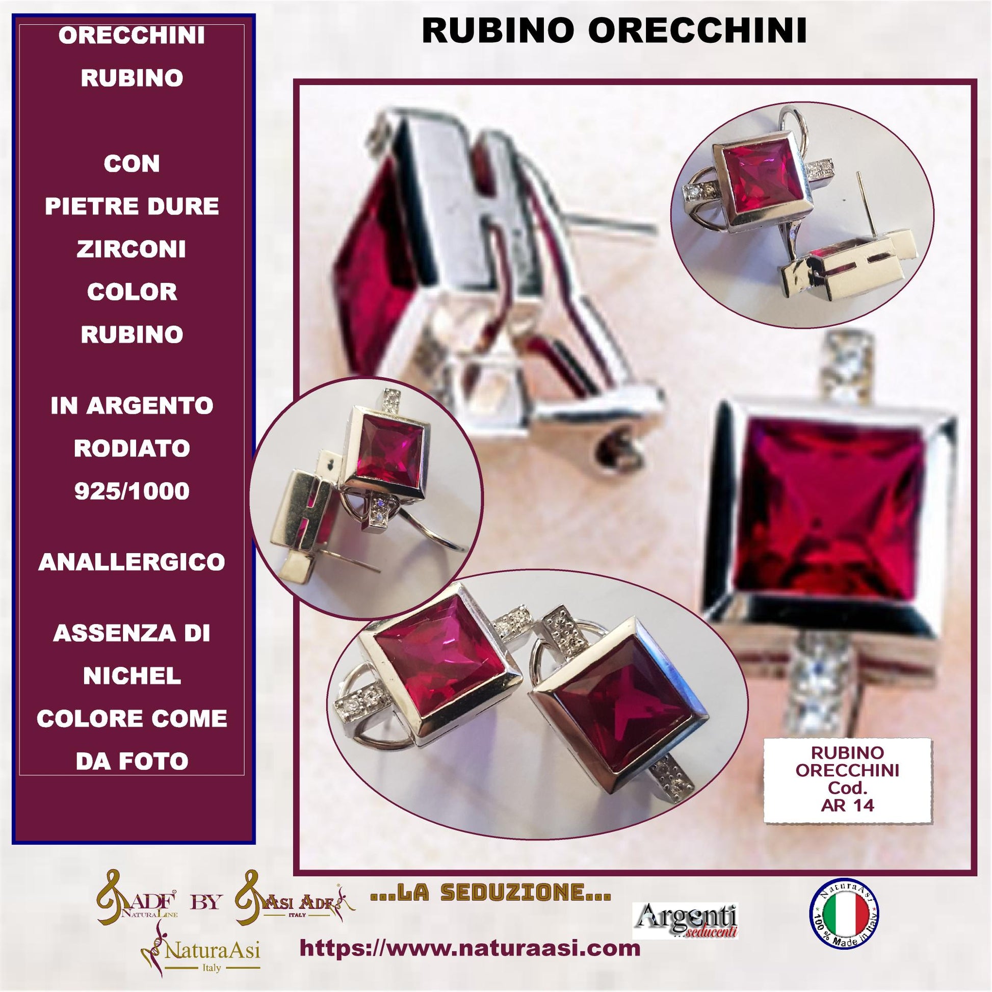 Orecchino singolo cuoricino in argento 925 rodiato Orecchino singolo cuoricino in argento 925 rodiato
