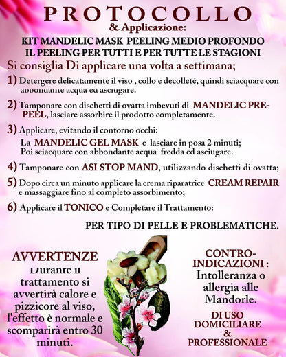 ASI KIT MANDELIC MASK NaturaAsi™ ml 300 o 70 ml PEELING MEDIO PROFONDO  Pelle Acneiche, Melasma, Anti-Aging, Cloasma, Lentiggini, Rosacea. - Rugosità, Photo-Aging;
