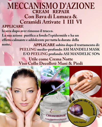 ASI CREAM REPAIR 50 ml & 15 ml | NaturaAsi™ emolliente, idratante, lenitive, Pelle ristrutturata, riparata e tonificata;-Contiene attivi in grado di stimolare la sintesi di collagene ed elastina nella matrice extracellulare.