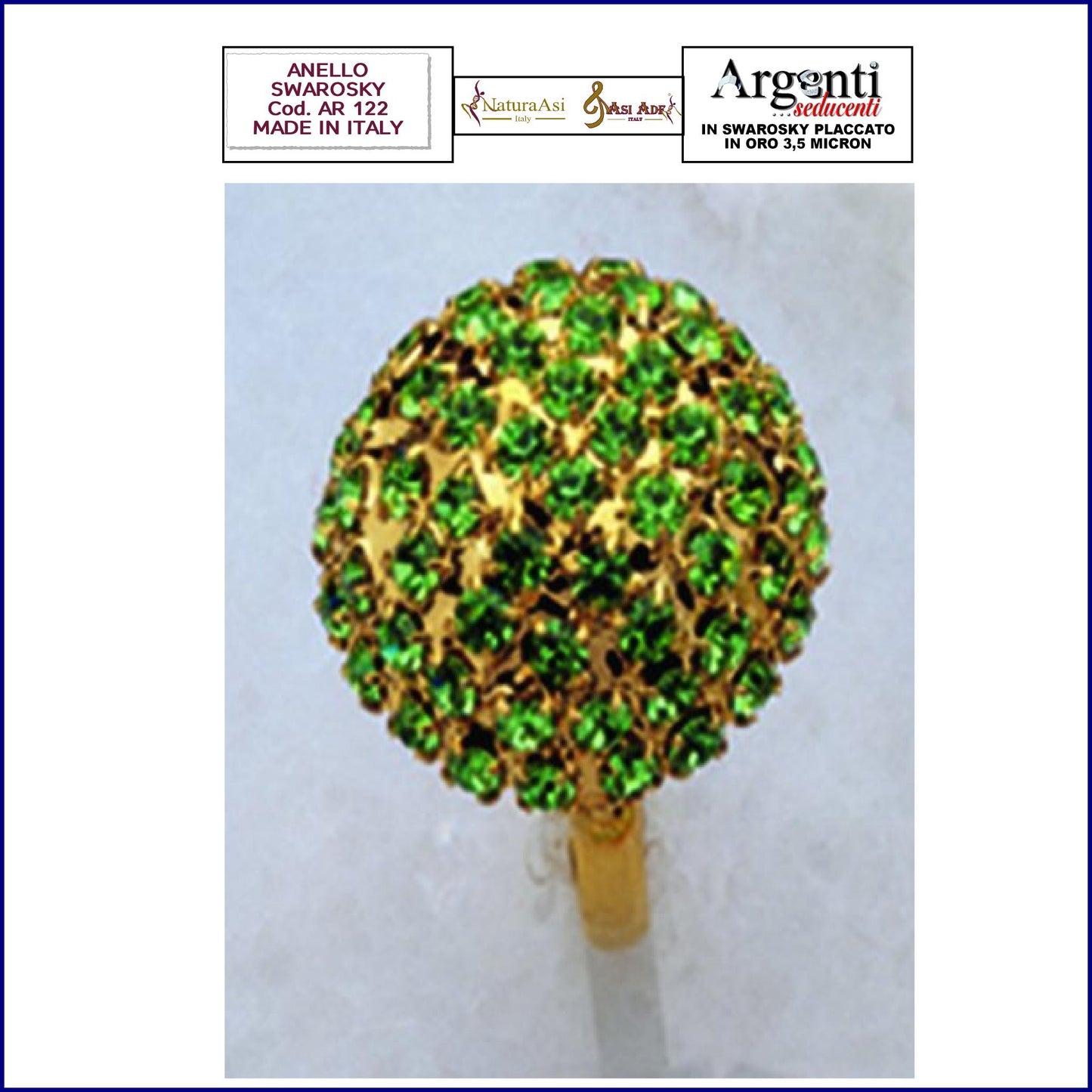 SWAROVSKI Anello Regolabile Placcato Oro Giallo SWAROVSKI ORIGINALI Argento Gioielli