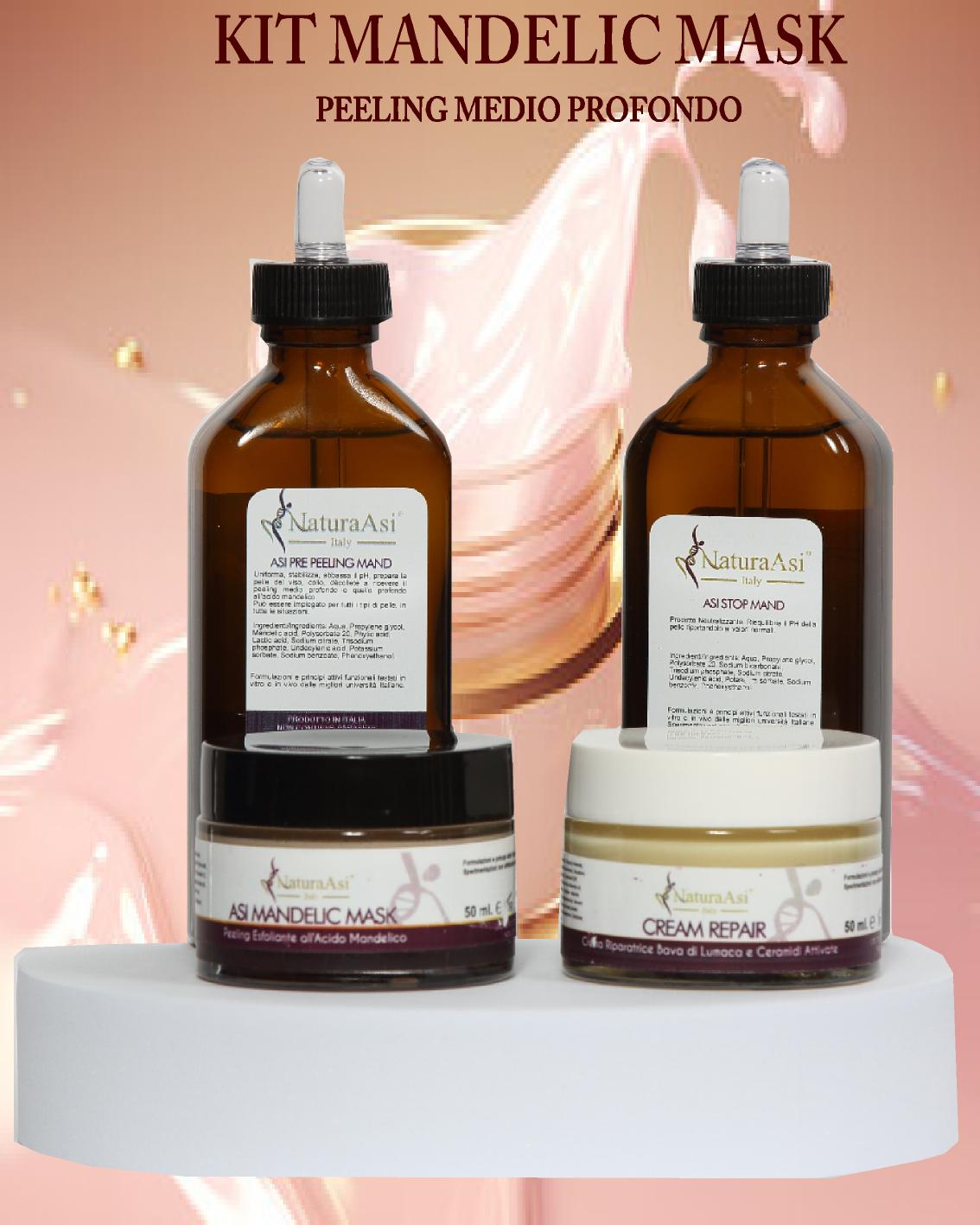 ASI KIT MANDELIC MASK NaturaAsi™ ml 300 o 70 ml PEELING MEDIO PROFONDO  Pelle Acneiche, Melasma, Anti-Aging, Cloasma, Lentiggini, Rosacea. - Rugosità, Photo-Aging;