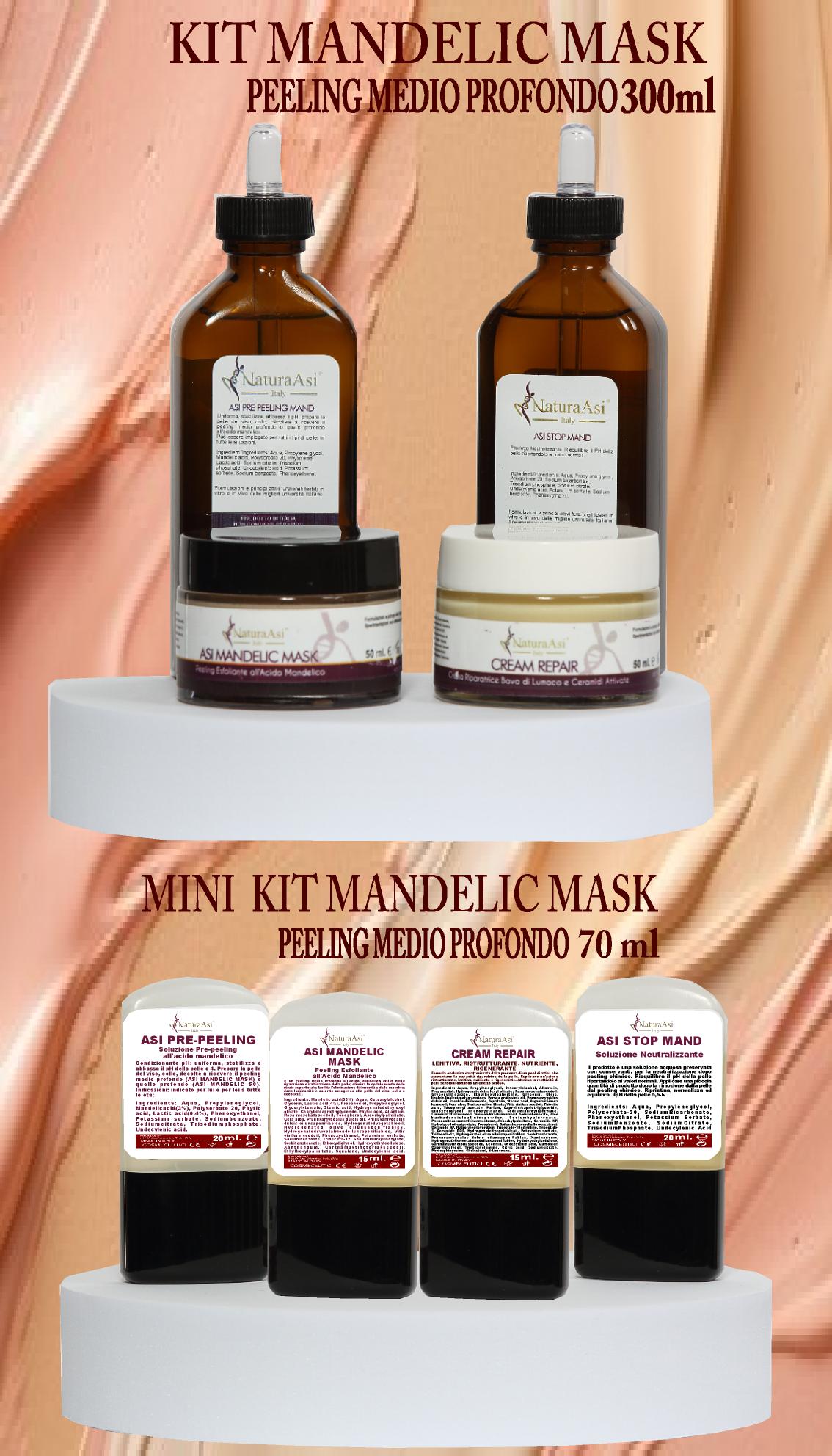 ASI KIT MANDELIC MASK NaturaAsi™ ml 300 o 70 ml PEELING MEDIO PROFONDO  Pelle Acneiche, Melasma, Anti-Aging, Cloasma, Lentiggini, Rosacea. - Rugosità, Photo-Aging;