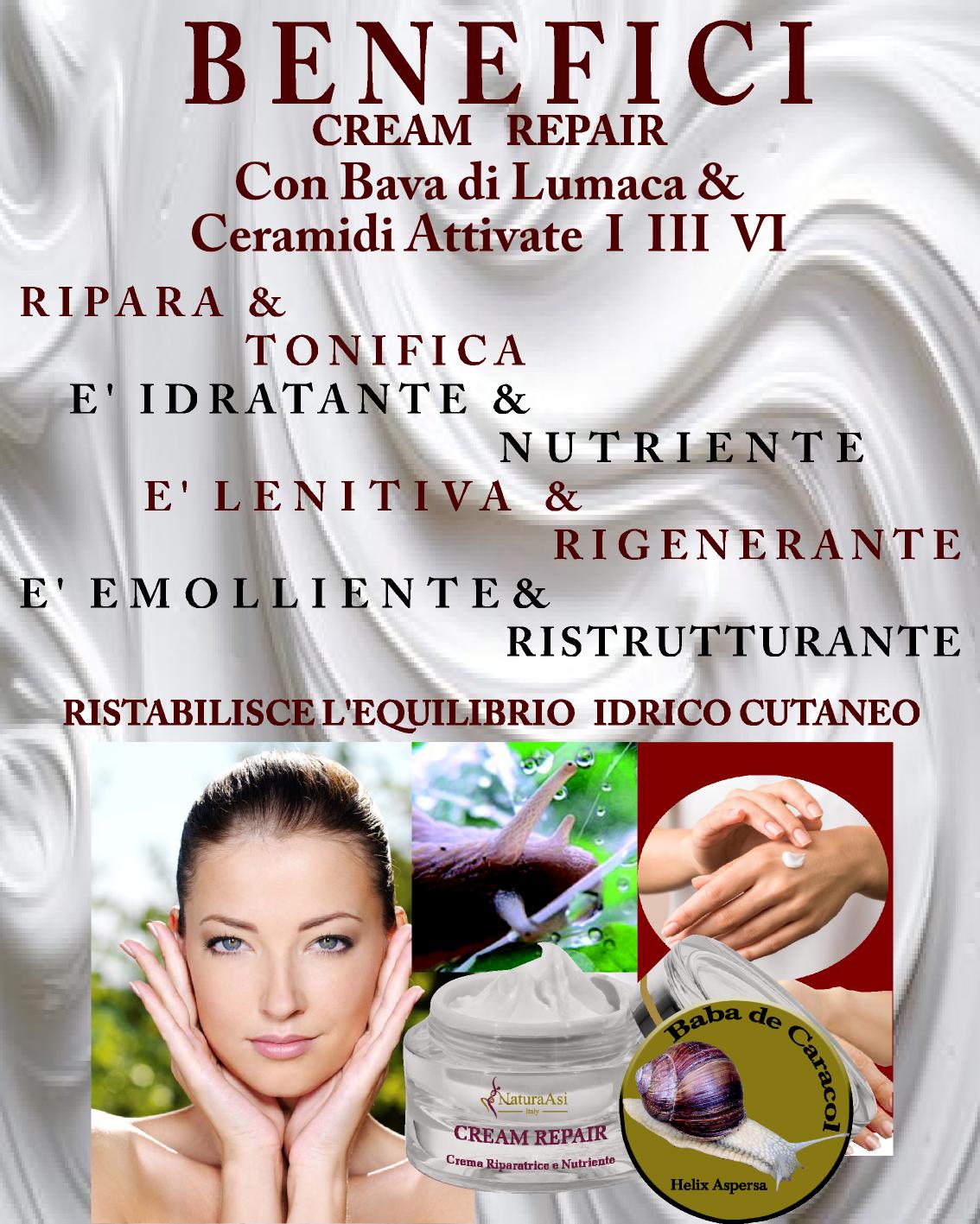 ASI CREAM REPAIR 50 ml & 15 ml | NaturaAsi™ emolliente, idratante, lenitive, Pelle ristrutturata, riparata e tonificata;-Contiene attivi in grado di stimolare la sintesi di collagene ed elastina nella matrice extracellulare.