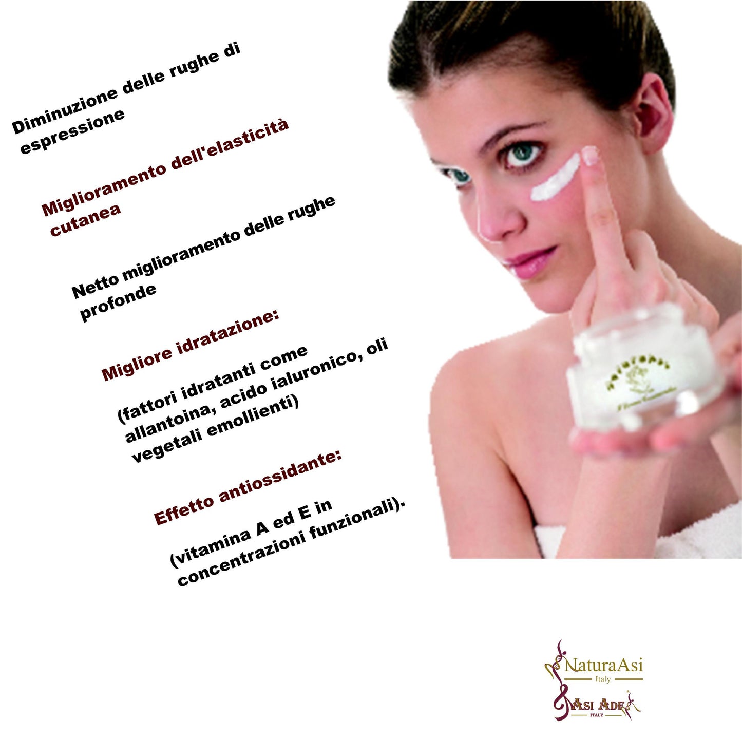 CREMA RUGHE NOTTE | NaturaAsi™ ml50 NUTRIENTE, ANTIOSSIDANTE, RIGENERANTE Rigenera e Nutre in profondità Possiede un effetto Rimpolpante; -Riempie le rughe e le linee sottili;