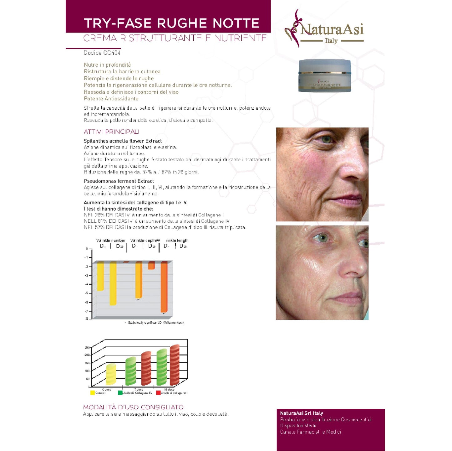 CREMA RUGHE NOTTE | NaturaAsi™ ml50 NUTRIENTE, ANTIOSSIDANTE, RIGENERANTE Rigenera e Nutre in profondità Possiede un effetto Rimpolpante; -Riempie le rughe e le linee sottili;