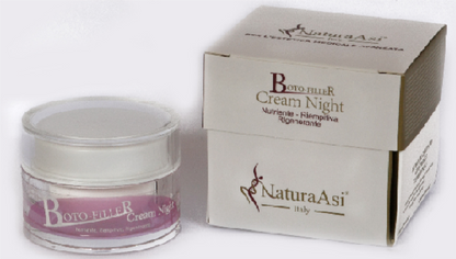 BOTO-FILLER CREAM NIGHT | NaturaAsi™ ml 30 Rigenera e Nutre in profondità Riempie le rughe e le linee sottili Migliora il tono, l’idratazione e l’elasticità cutanea -Possiede un effetto Rimpolpante e Volumizzante;
