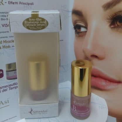 BOTO-FILLER HYALURONIC ACID MIRACLE SERUM | NaturaAsi™ ml 15 stirante con effetto tensore;  -contrasta le rughe d’espressione;  posticipa la comparsa delle rughe; effetto anti-borse ed anti-occhiaie;  -tonifica e compatta.